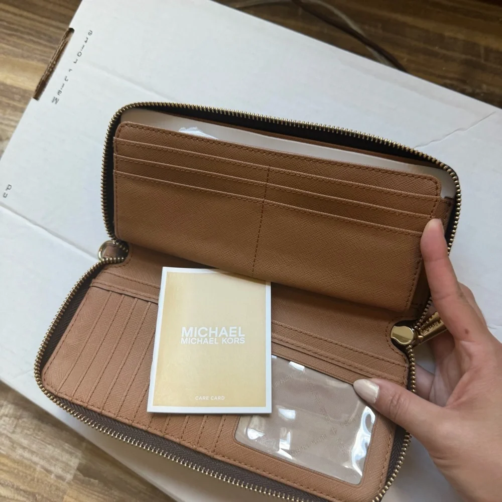 Michael Kors Brown Signature Zip-Around Continental Wallet